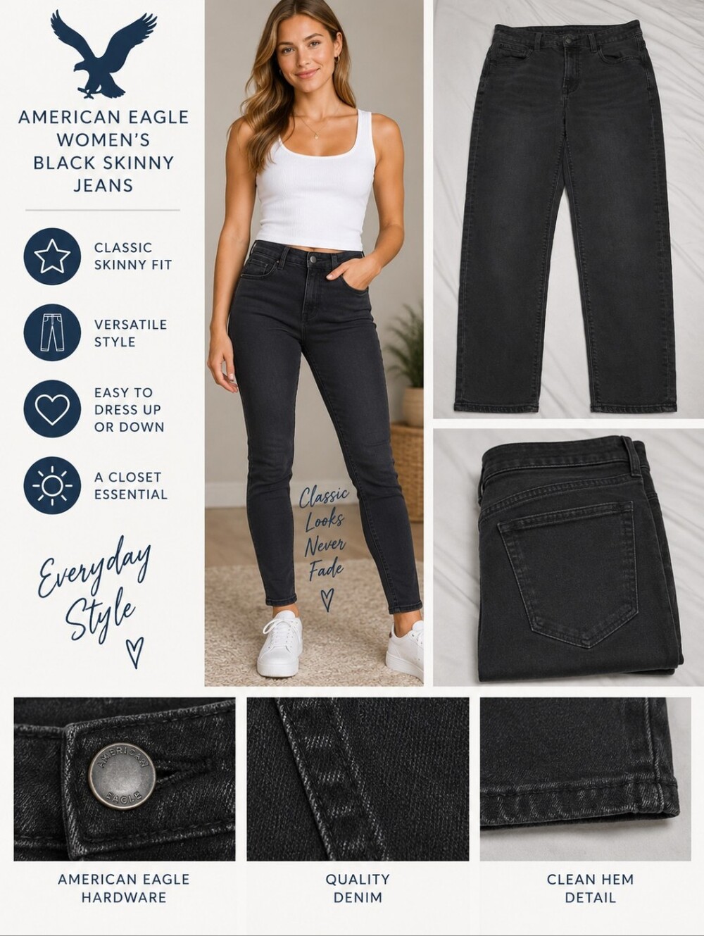 American eagle Women's size 4 black skinny jeans #31